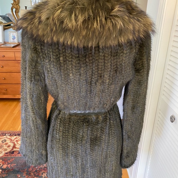 Fox fur jacket-deep olive/brown - Picture 4 of 5